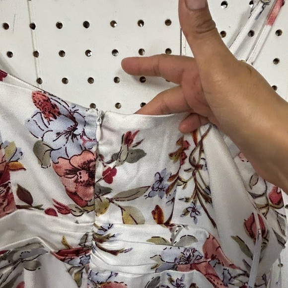 Lulu's White and Pink Floral Midi Dress - Picture 6 of 7